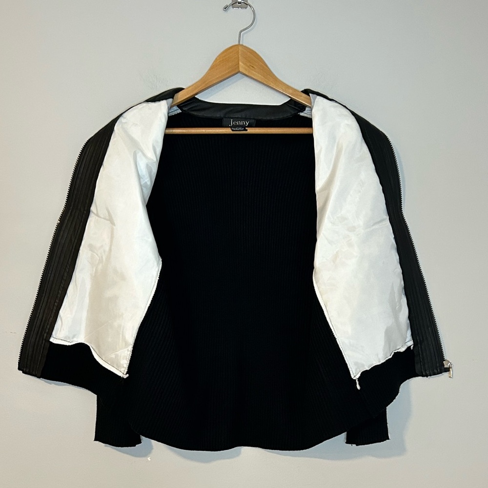 Jenny Women’s Quilted Leather Accent Zip Jacket - Size M - Picture 3 of 4